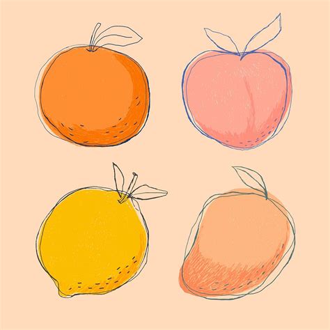 Cute doodle art fruit vector | Premium Vector - rawpixel