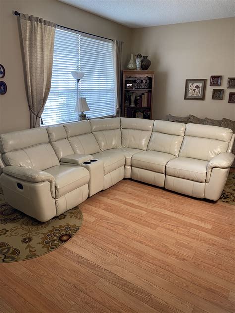 Cream L-Shape Sectional with Recliners and Cupholders (FREE Delivery) by Man Wah for Sale in ...