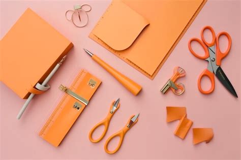 Premium Photo | Flat lay of office stationery with pencils and scissors