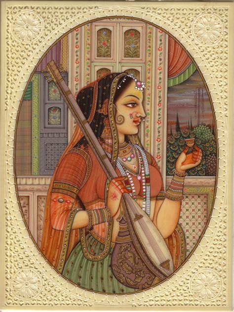 Indian Miniature Painting Rajasthani Princess Handmade Ethnic Decor Portrait Art | Rajasthani ...