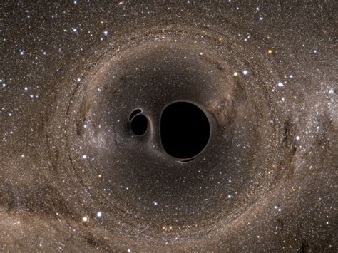 simulation of two merging black holes in front of the Milky Way ...