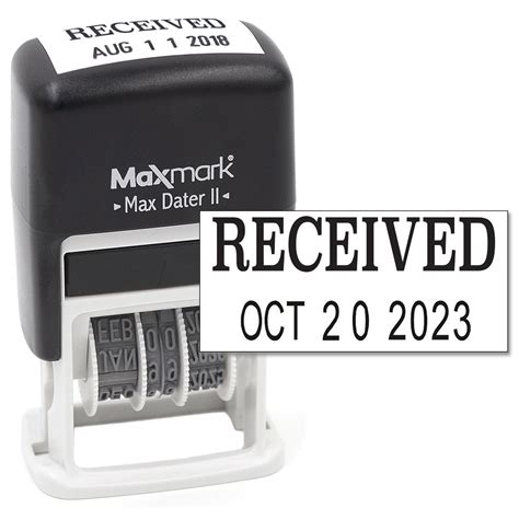 MaxMark Self-Inking Rubber Date Office Stamp with RECEIVED Phrase & Date - BLACK INK (Max Dater ...