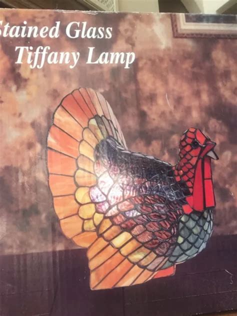 NIB CRACKER BARREL Turkey Thanksgiving Stained Glass Tiffany Lamp Light Vintage $249.99 - PicClick