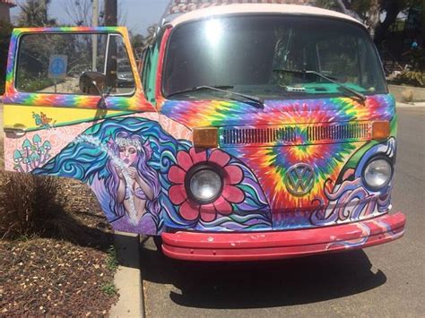 Art Cars – Tomsic Tattoos, painted Vw hippie bus van sf | Art cars, Hippie bus, Hippie shop