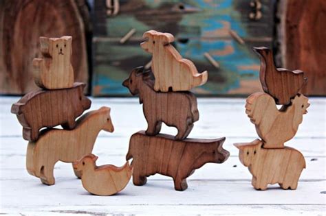 Wooden Farm Animals/ Farm Animals/ Farm Toys Set/ Wood - Etsy