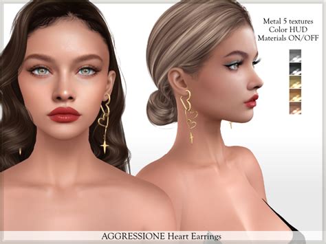 Second Life Marketplace - Aggressione Heart Earrings