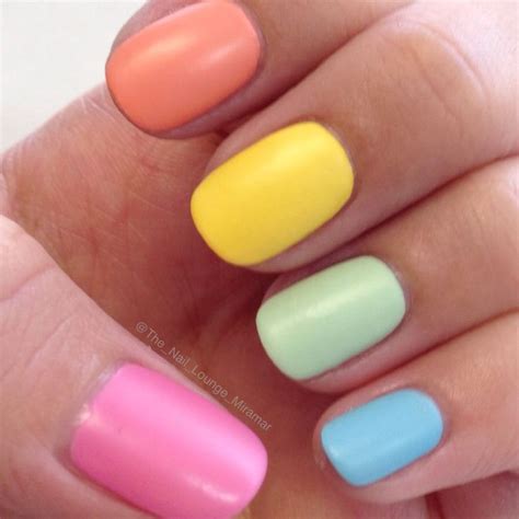 Rainbow pastel nail polish