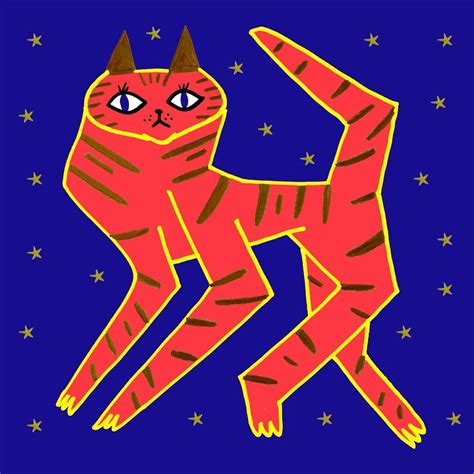 cat and stars | Cats, Illustration, Long cat