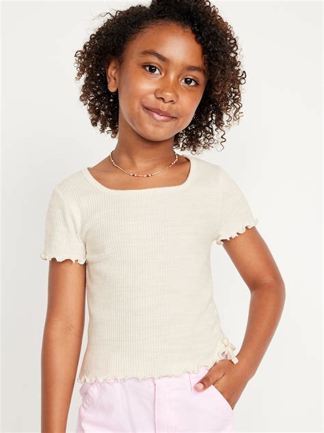 Short-Sleeve Textured Knit Side-Ruched Top for Girls | Old Navy