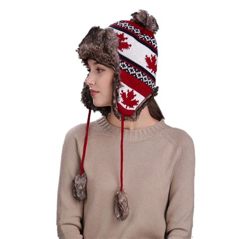ChamsGend 2019 Hot Sale Warm Women Winter Hat with Ear Flaps Snow Ski Thick Knit Wool Beanie Cap ...