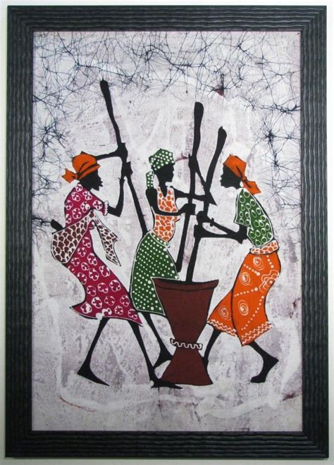 African batik fabric art | African art paintings, African paintings, Africa art