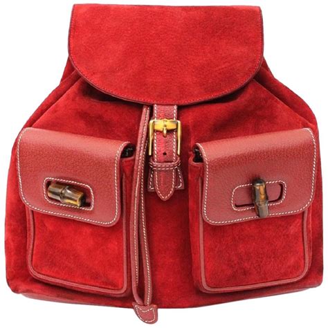 Gucci Red Suede Backpack For Sale at 1stDibs | gucci red backpack, red ...