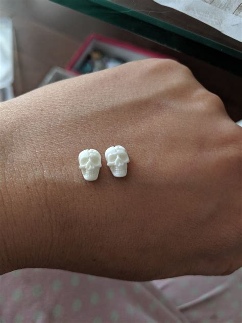 Small Skull Earrings White Skulls Mini Earrings Punk Emo | Etsy