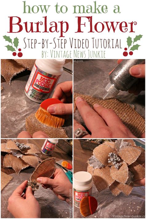 How to Make a Burlap Flower {Step-by-Step Video Tutorial} #burlap # ...