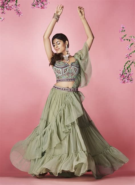 Braidsmaid Designer Olive Green Color lehenga choli for Women - sethnik.com