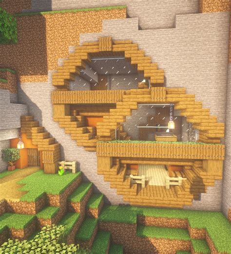 Minecraft Cliff House | Minecraft cliff house, Cute minecraft houses, Minecraft interior design