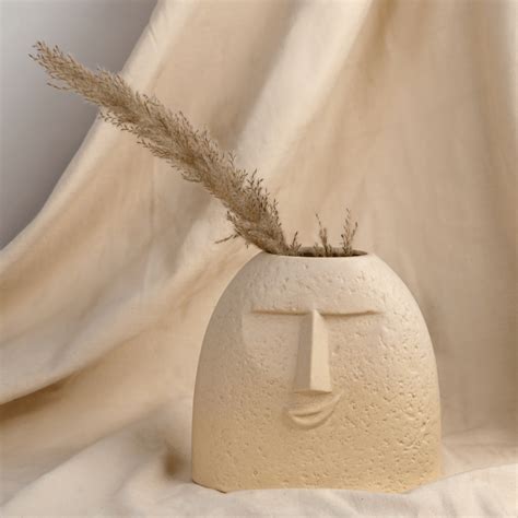 Buy Cheer Up Face Vase For Living Room & Home Decor, Sand Beige Color ...