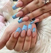 Blue French Tip Nails