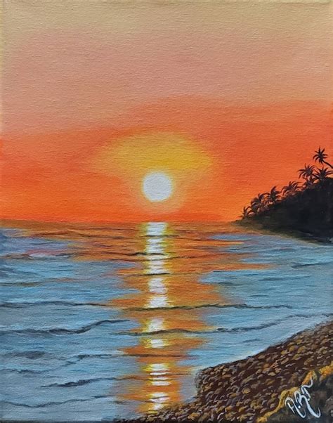 Acrylic Painting Beach Sunset Ocean Original Painting - Etsy