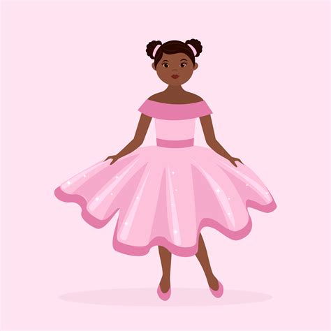 Little Black Girl Princess Wearing Pink Ball Dress 1928463 Vector Art at Vecteezy