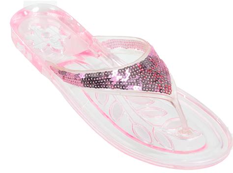 Sparkly Glitter Pink Jelly Flip Flop Sandals Women's Thong - Small (5-6) - Walmart.com