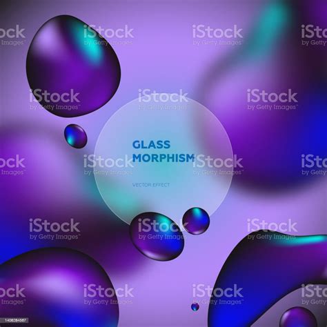 Glass Morphism Round Card Template Liquid Gradient Shapes Abstract Art Stock Illustration ...
