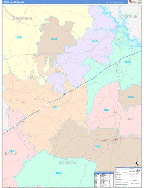 Franklin County, GA Wall Map Color Cast Style by MarketMAPS - MapSales