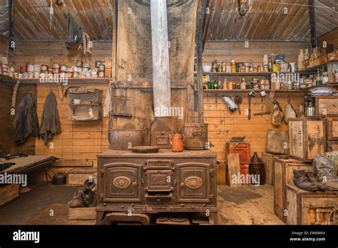 Inside Captain Earnest Shackleton's hut at Cape Royds, Antarctica Stock ...