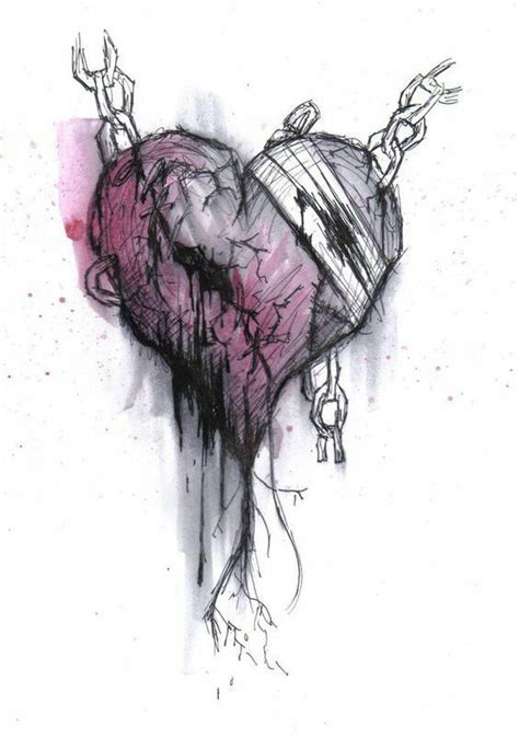 Pin by Arifah Z on broken hearts... damaged souls... | Broken heart drawings, Heart drawing ...