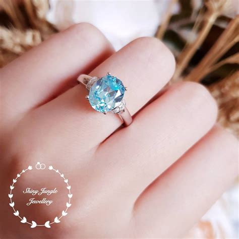 Classic oval aquamarine ring, Modern aquamarine ring, 3 carats oval lab ...