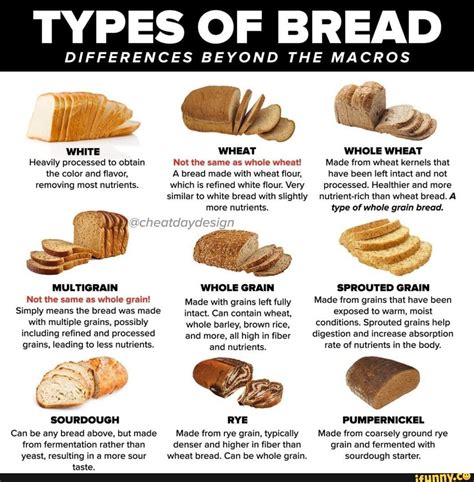 TYPES OF BREAD DIFFERENCES BEYOND THE MACROS WHITE WHOLE WHEAT Heavily ...