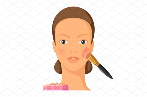 Process of applying blush to face | Vector Graphics ~ Creative Market