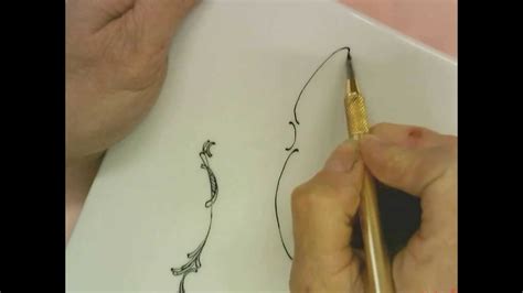 Instructional lesson on Porcelain painting linework and scrolls - YouTube