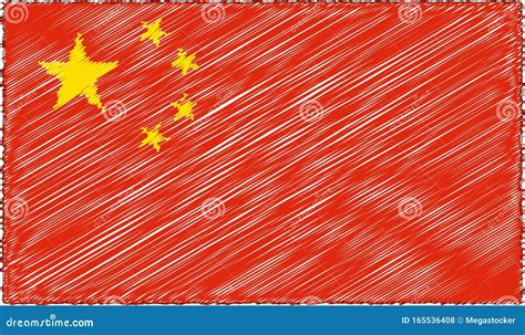 Vector Illustration of Sketch Style China Flag Stock Vector ...