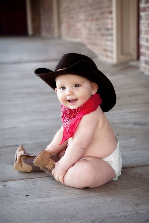 baby in cowboy hat and boots 6 Month Baby Picture Ideas Boy, Baby Boy ...