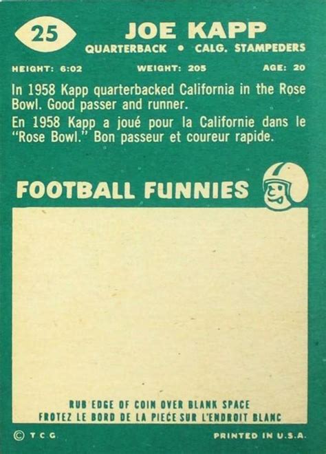 1960 Topps CFL #25 Joe Kapp | Trading Card Database