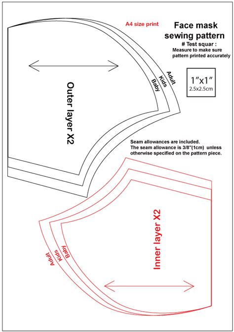 Printable Face Mask Sewing Pattern