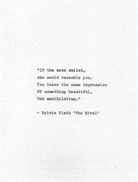 Sylvia Plath Vintage Typewriter Letterpress Print "If the moon smiled ...