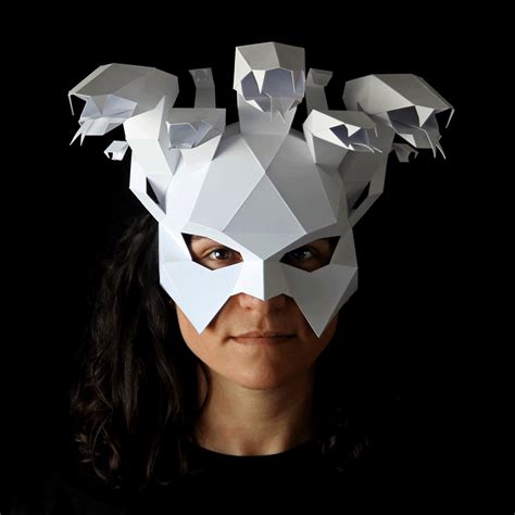 MEDUSA Paper Mask - Make your own Medusa low-poly papercraft mask with this template Low Poly ...