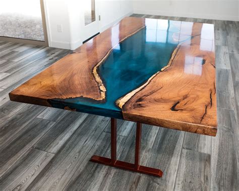 Clear Epoxy Resin Conference Table Top Sea Beach Series With Diy Decors ...