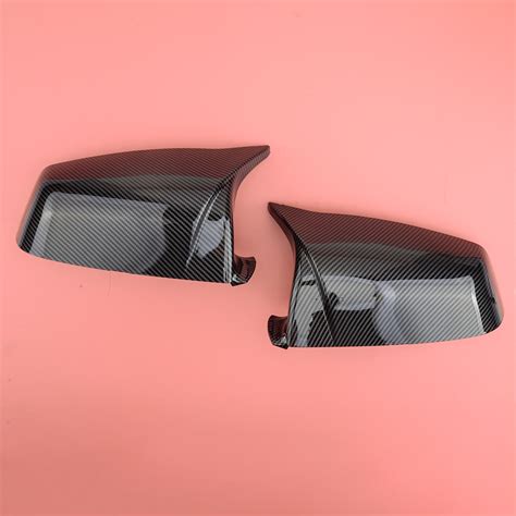 1 Pair Black Carbon Fiber Style ABS Car Door Side Rear View Mirror Cover Cap Trim Fit for BMW ...