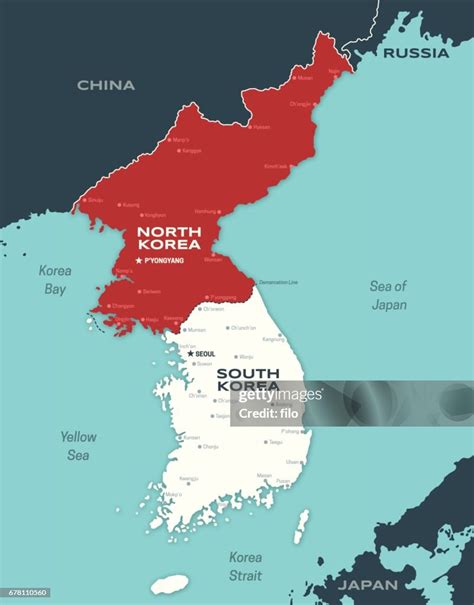 North And South Korea Korean Peninsula Map High-Res Vector Graphic - Getty Images