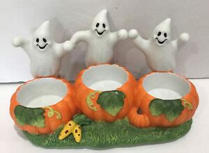 Halloween Ghost Trio Pumpkin Tea Light Candle Holder Partylite P7262 ...