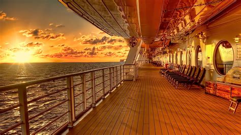 Download HDR Cloud Sunset Vehicle Cruise Ship HD Wallpaper