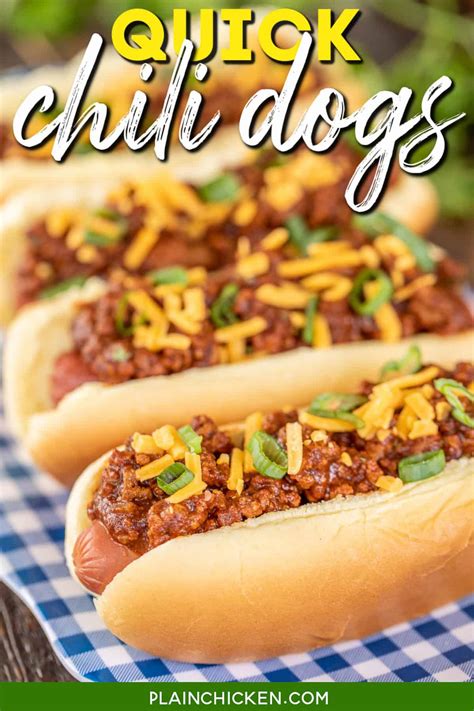 Quick Chili Cheese Dogs (Homemade Hot Dog Chili) - Plain Chicken