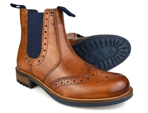 Men's Catesby CX26 Brogue Leather Chelsea Boots - Tan