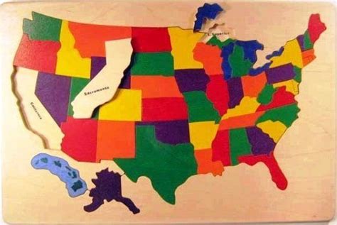 Wooden USA Map Puzzle with States and Capitals by puzzlepeople | Map puzzle, Wooden puzzles ...
