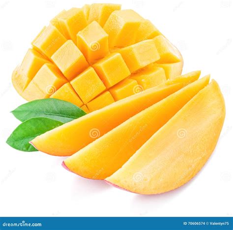 Mango Cubes and Slices. Isolated on a White. Stock Photo - Image of white, tropical: 70606574