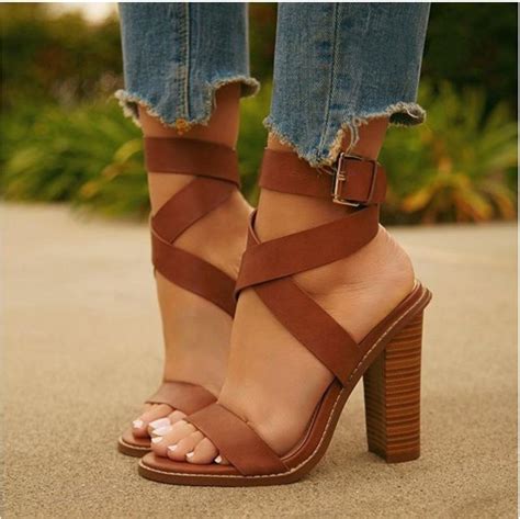 Strappy Brown High Heels Chic Gladiator Sandals | Fashion shoes, Women ...