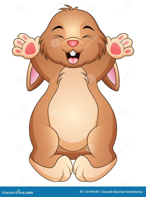 Cute Happy Brown Rabbit Cartoon Stock Vector - Illustration of curve ...